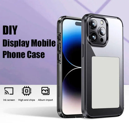 DIY Display Ink Screen Mobile Phone Case Smart APP Refresh For Iphone 15Series Back Protective Cover Screen Display Battery T6V0